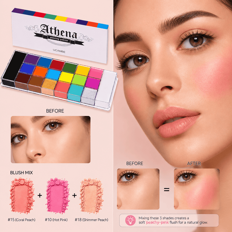 Athena Multi Color Palette with 20 Shades For Lips, Blushes, Eyeshadows and Foundation - Athena.Pk