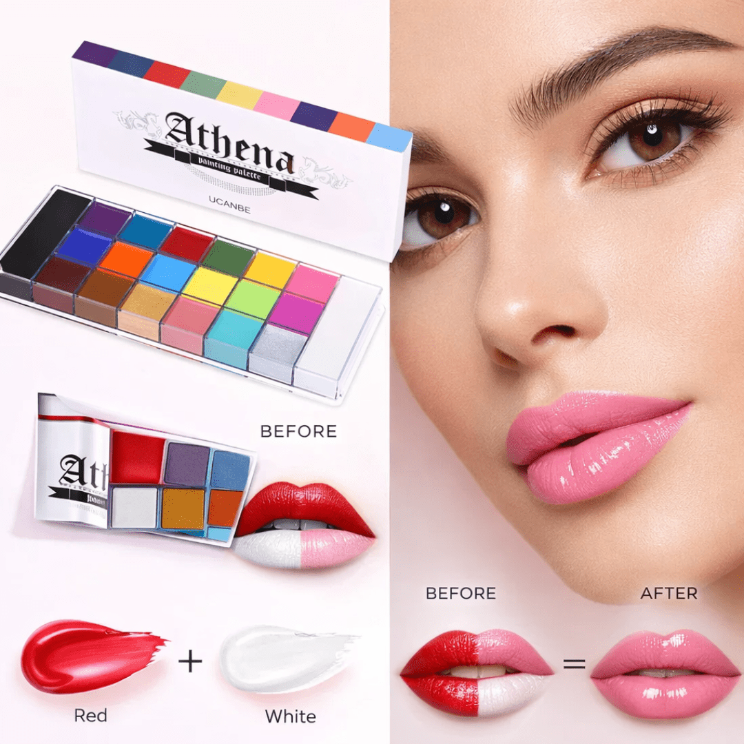 Athena Multi Color Palette with 20 Shades For Lips, Blushes, Eyeshadows and Foundation - Athena.Pk