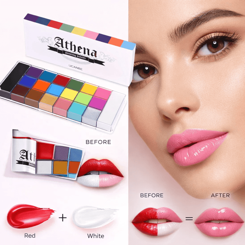 Athena Multi Color Palette with 20 Shades For Lips, Blushes, Eyeshadows and Foundation - Athena.Pk