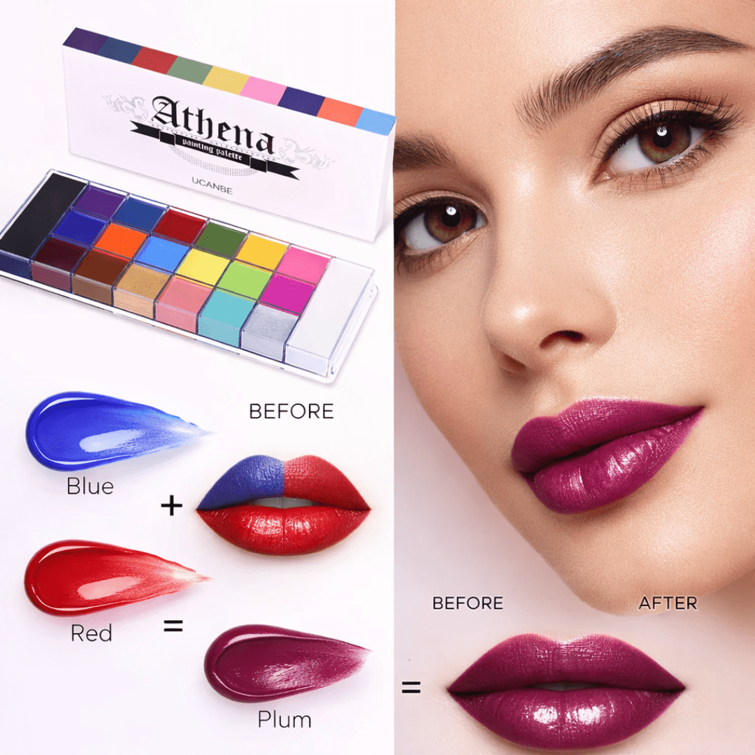 Athena Multi Color Palette with 20 Shades For Lips, Blushes, Eyeshadows and Foundation - Athena.Pk